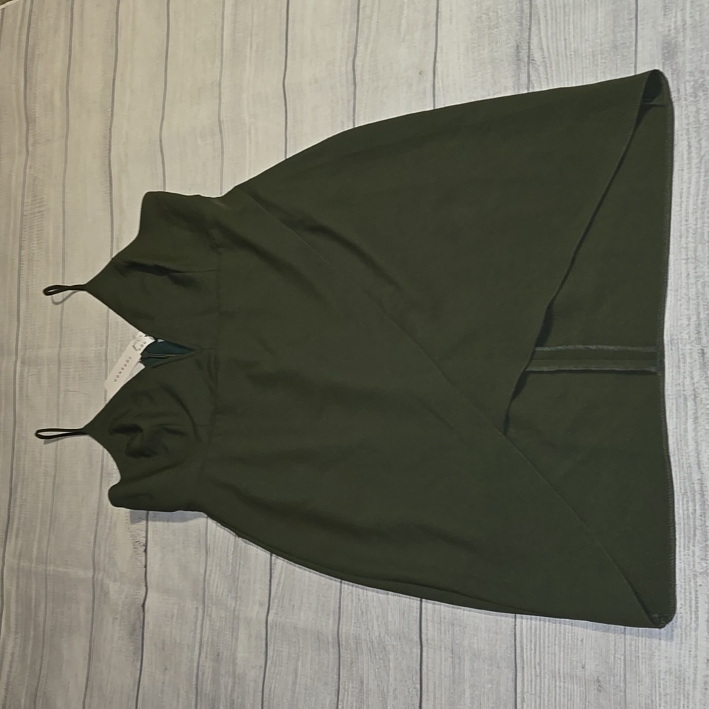 Topshop Plunging Neckline Asymmetrical Sleeveless Dress Olive Green Size 10 NWT